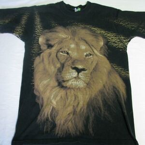 Vintage All-Over Lion Graphic T-Shirt, M